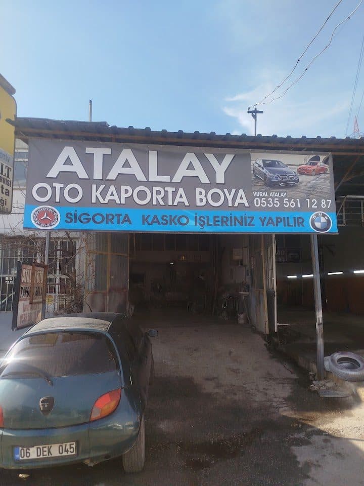 Atalay Oto Kaporta Boya dükkân cephesi ve tabelası
