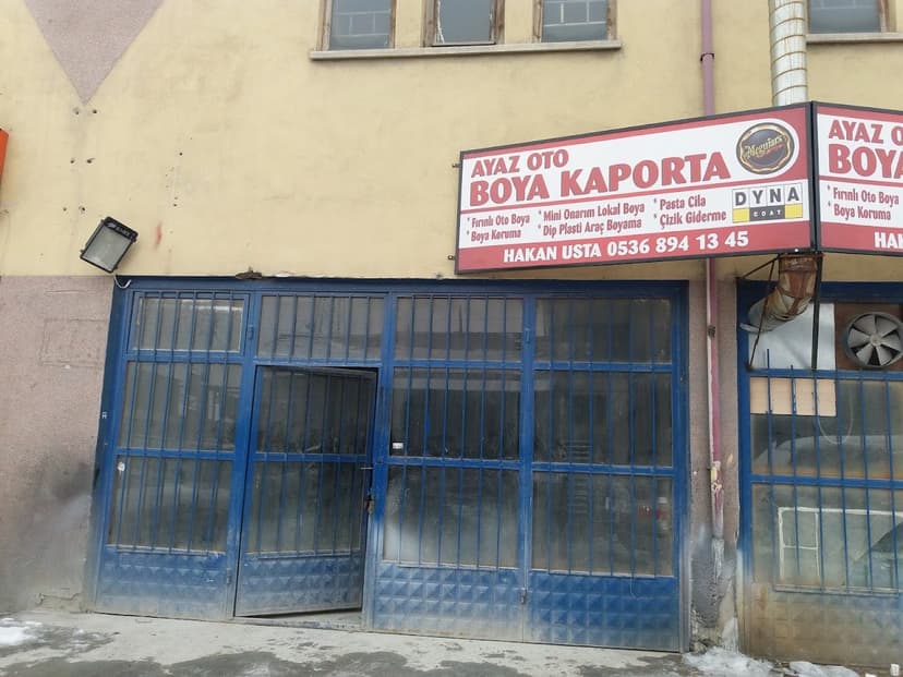 Ayaz Oto Boya Kaporta dükkân görünümü ve tabelası