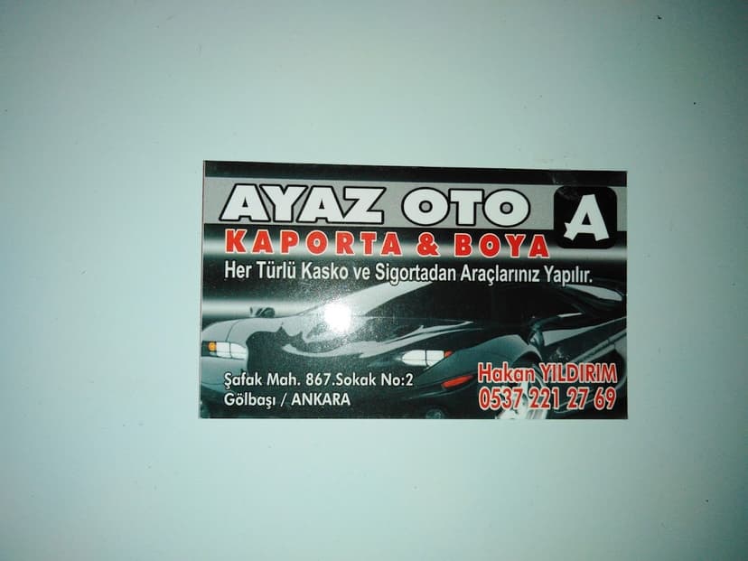 Ayaz Oto Kaporta & Boya iletişim kartı
