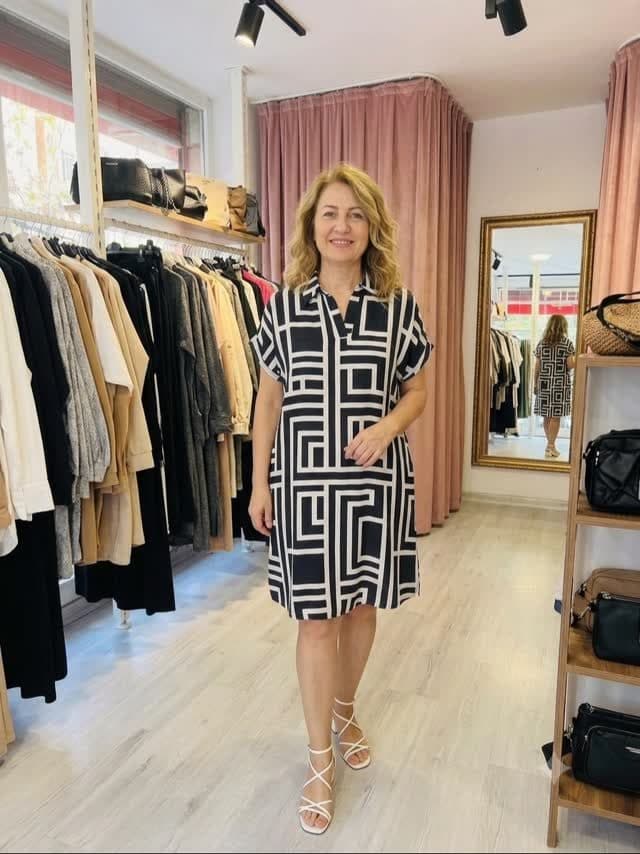 Desenli gömlek elbise modeli