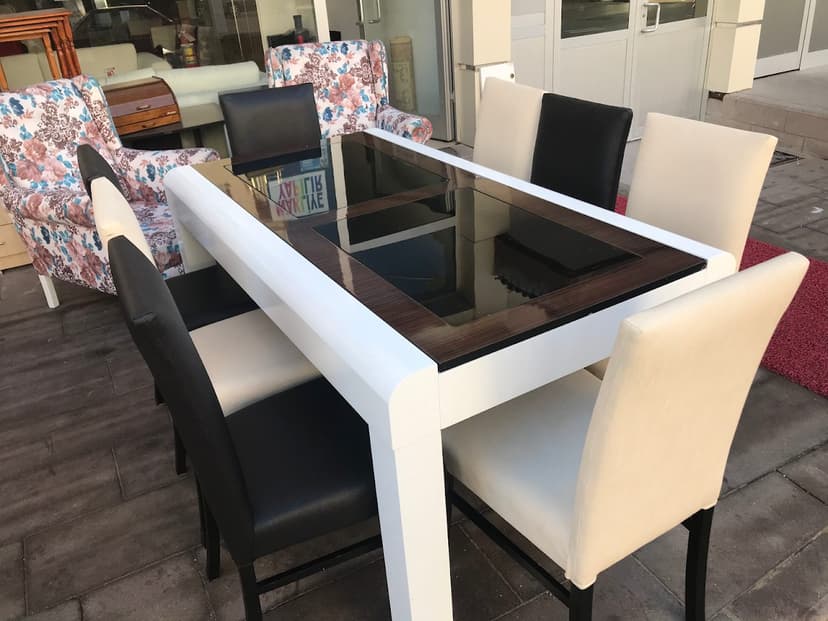 Cam yemek masası ve sandalye takımı