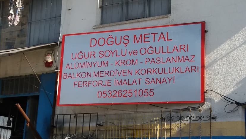 Doğuş Metal tabelası — alüminyum, krom, paslanmaz, ferforje imalat