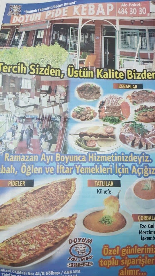 Menü tabelası — kebap, pide ve tatlı çeşitleri
