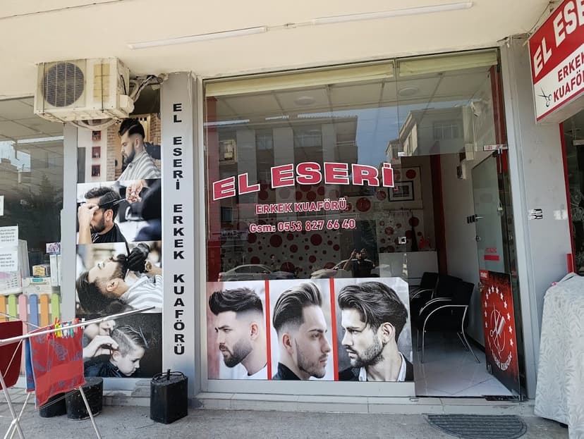 El Eseri Erkek Kuaförü dükkân cephesi