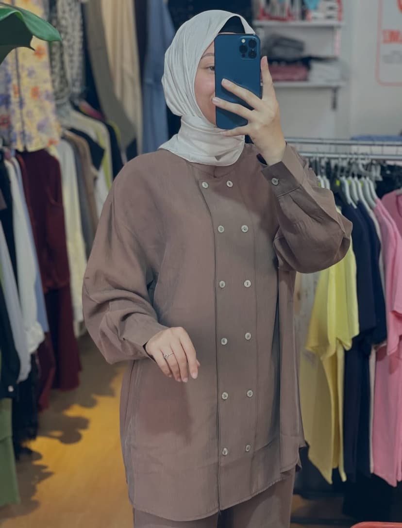 Düğmeli tunik kombini