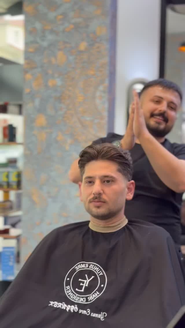 Erkek saç kesimi ve şekillendirme sonrası