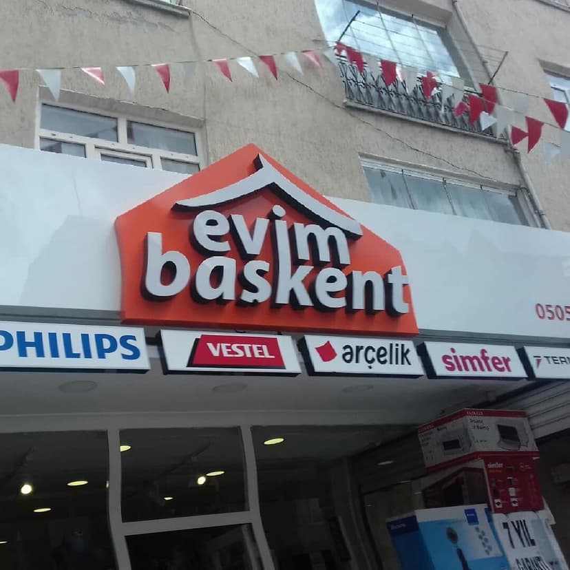 Çok markalı beyaz eşya satış noktası tabelası