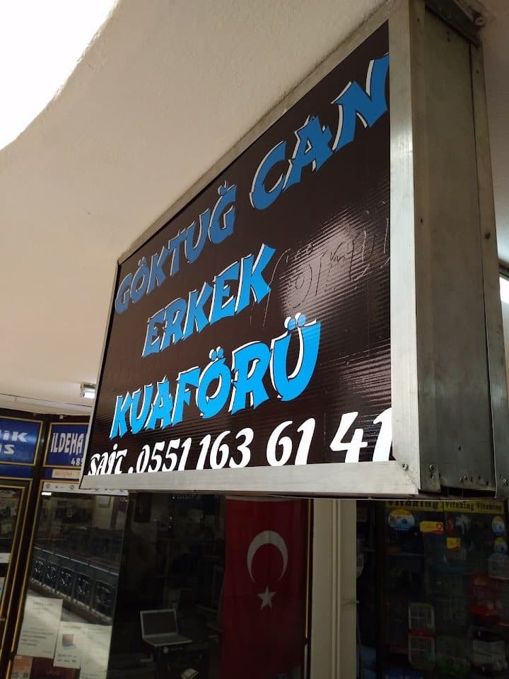 Göktuğ Can Erkek Kuaförü tabelası