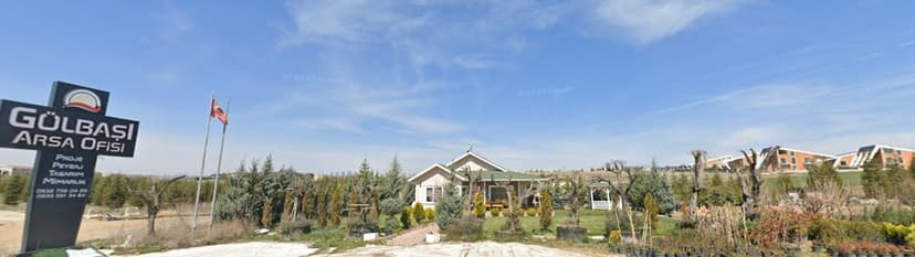 Gölbaşı Arsa Ofisi — tabela ve peyzajlı sergi bahçesi
