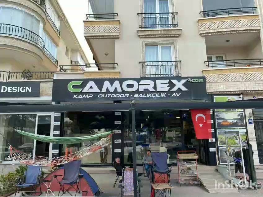 Camorex dükkân cephesi — kamp, outdoor, balıkçılık ve av malzemeleri