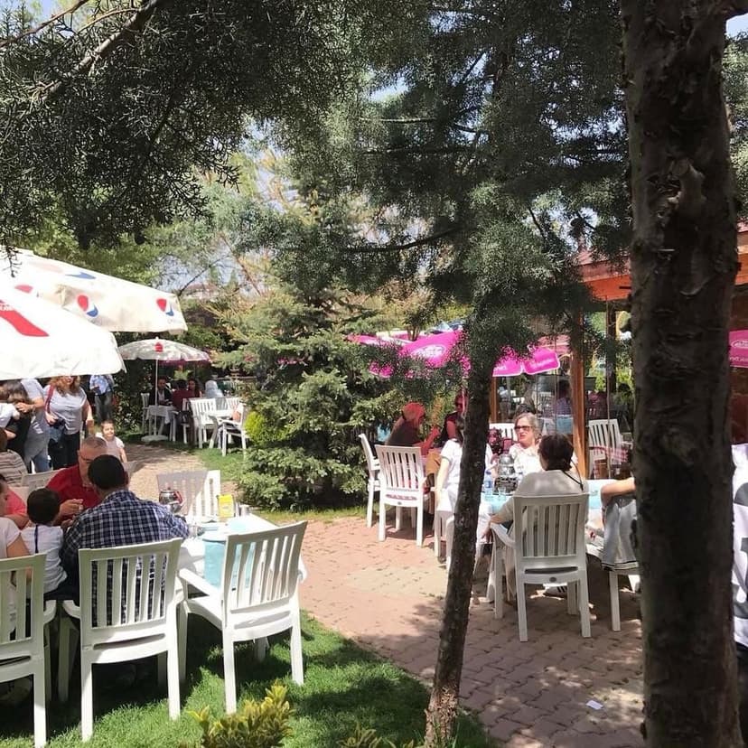 Ağaçlar altında bahçe sofrası