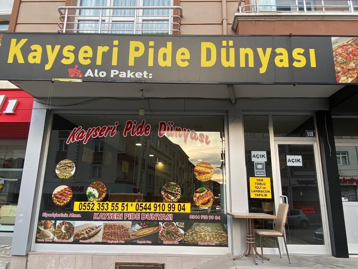 Kayseri Pide Dünyası dükkân cephesi ve tabelası