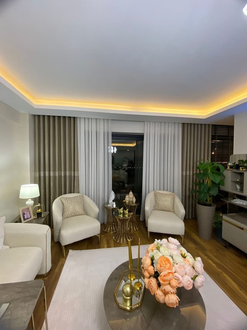 Salon için fon ve tül perde uygulaması (Konuk Perde)