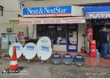 Korkmaz Elektronik (Next & NextStar) dükkân tabelası ve vitrini