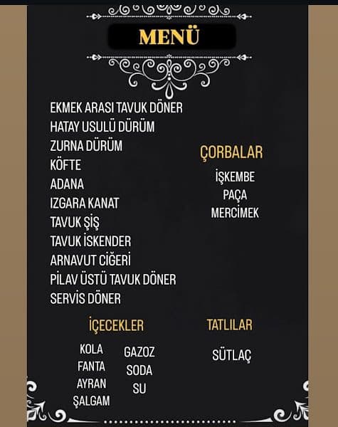 Menü tahtası