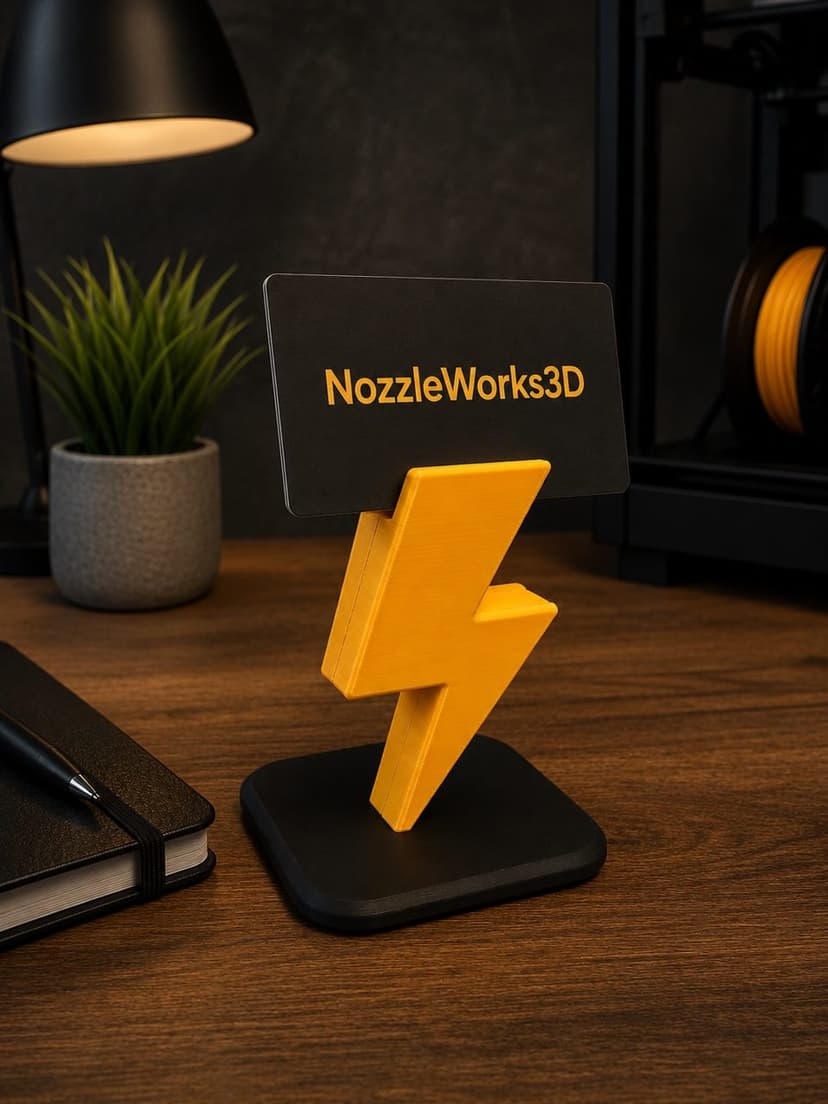 NozzleWorks 3D — masaüstü şimşek temalı telefon/kartlık standı