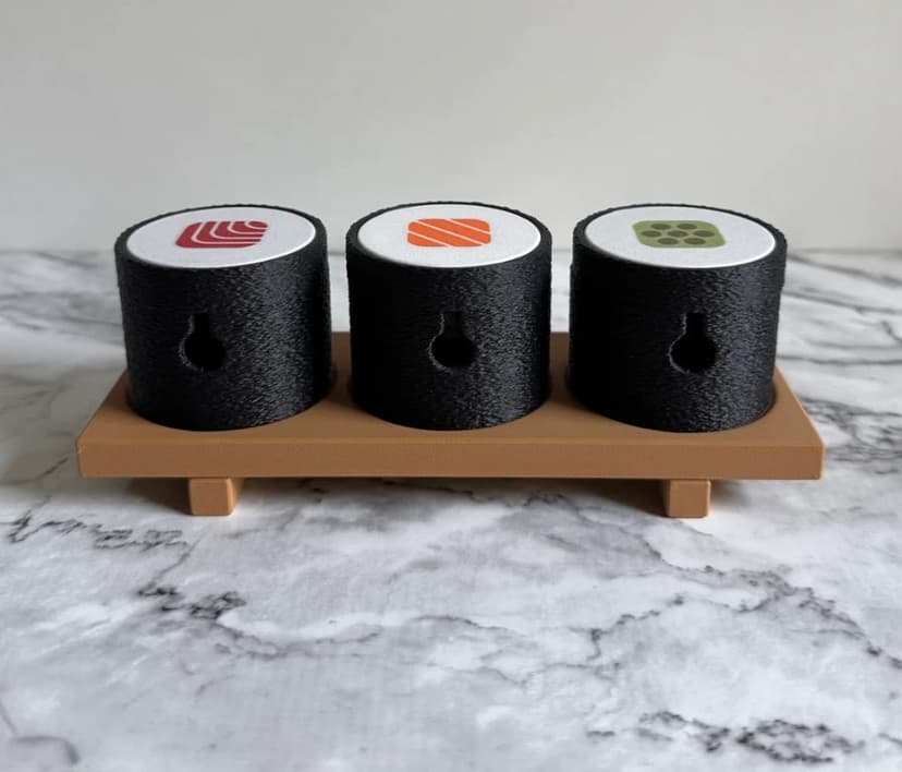 3D baskı sushi temalı baharat/saklama kapları
