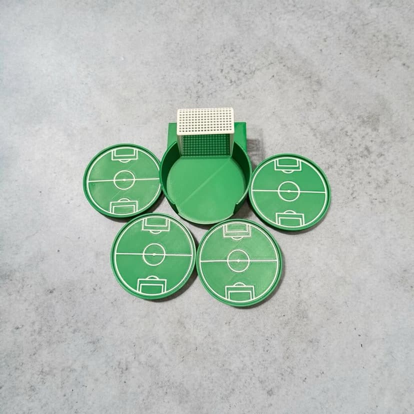 Futbol sahası temalı 3D baskı bardak altlığı seti