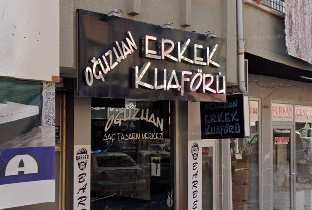 Oğuzhan Erkek Kuaförü dükkân görünümü (Google Street View)