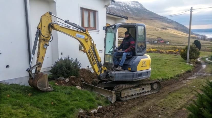 Mini kepçe ile dar alan çalışması