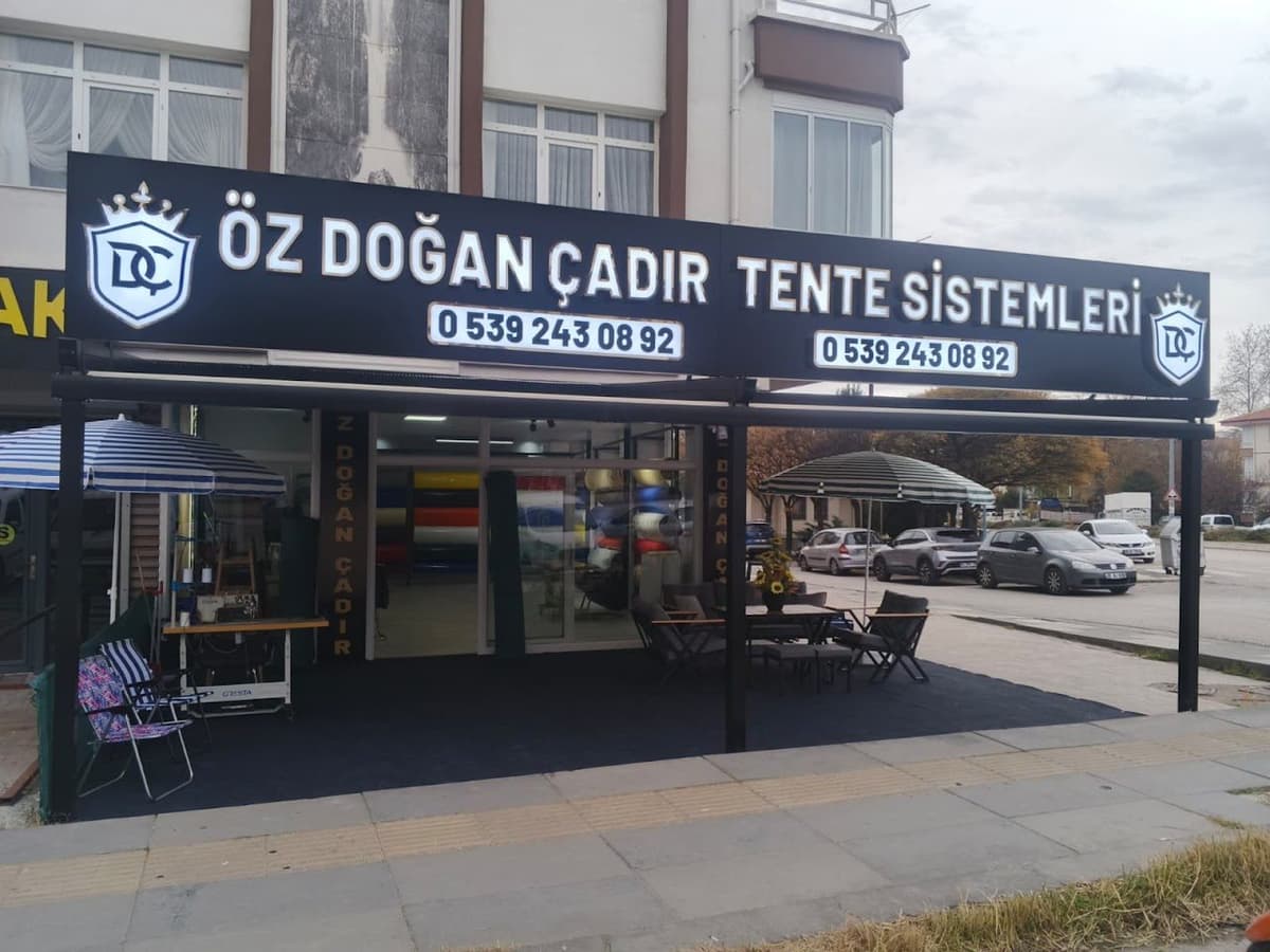Öz Doğan Çadır Tente Sistemleri dükkân cephesi
