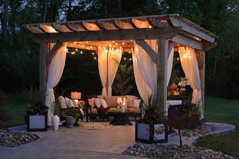 Bahçe için pergola tente uygulaması (temsili görsel)