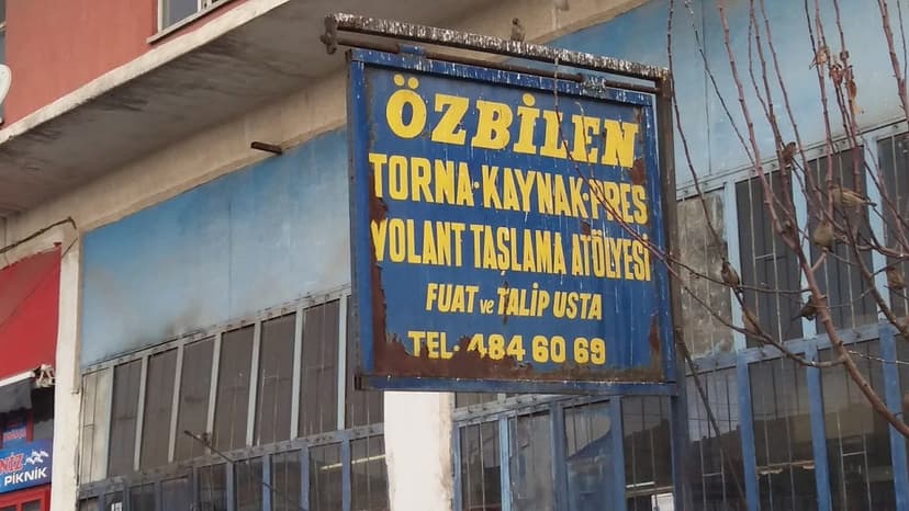 Özbilen Torna atölye tabelası — Torna, Kaynak, Pres ve Volant Taşlama