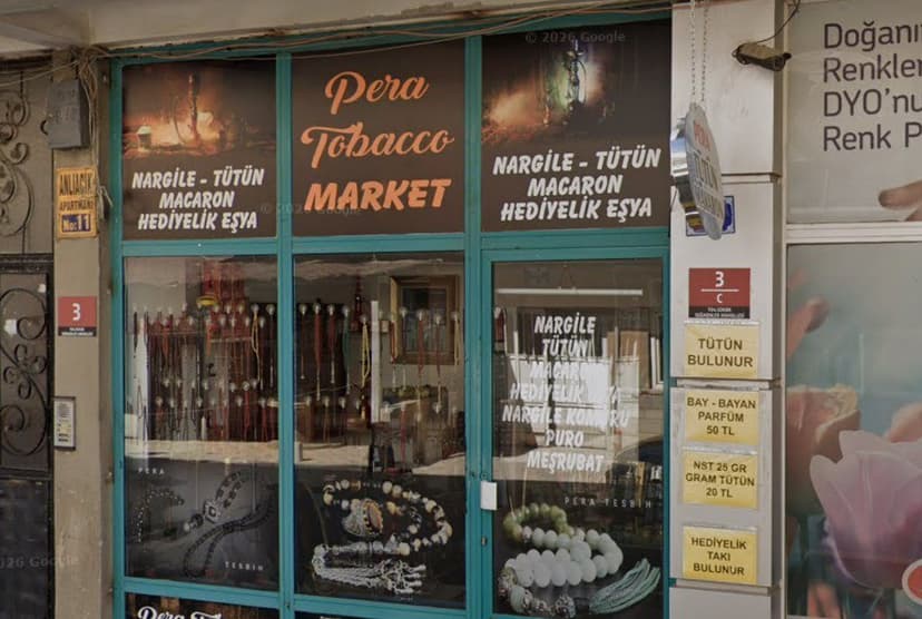 Pera Tütün Market dükkân görünümü (Google Street View)