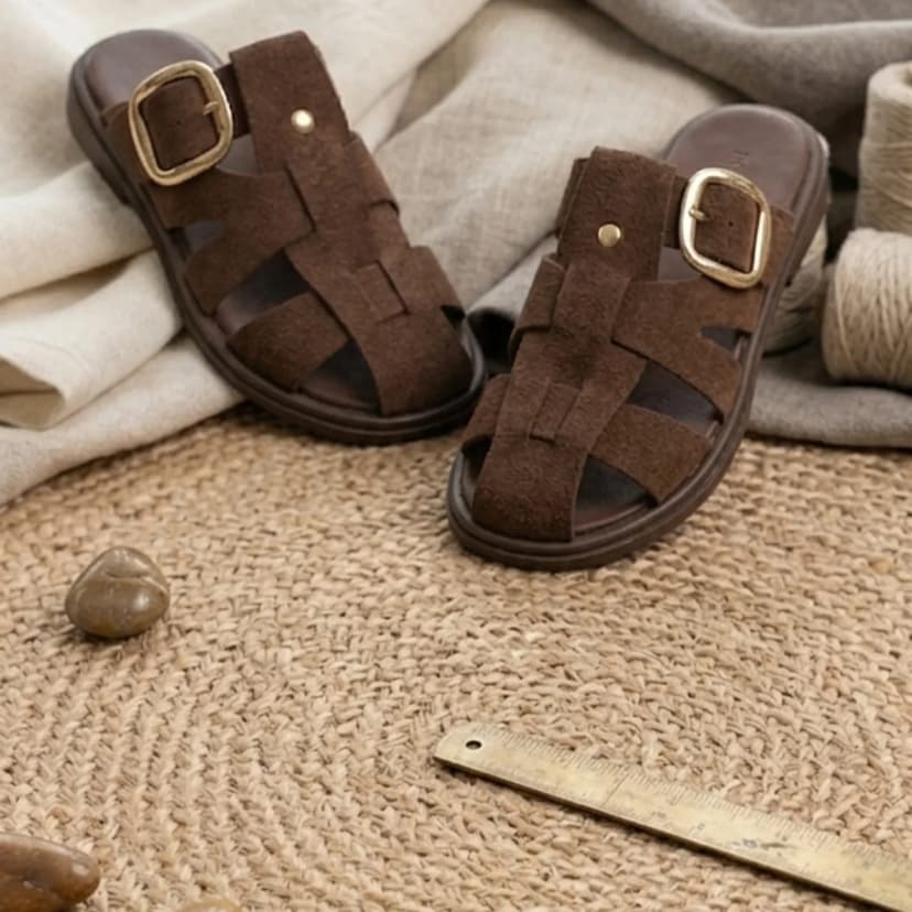 Erkek deri süet sandalet