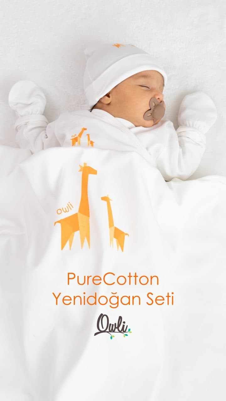 Owli PureCotton yenidoğan seti