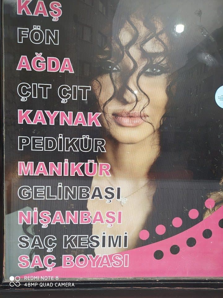 Hizmetlerimiz: kaş, fön, ağda, kaynak, manikür, gelin başı, saç kesimi ve boyası