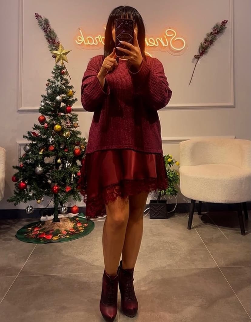 Bordo elbise kombini