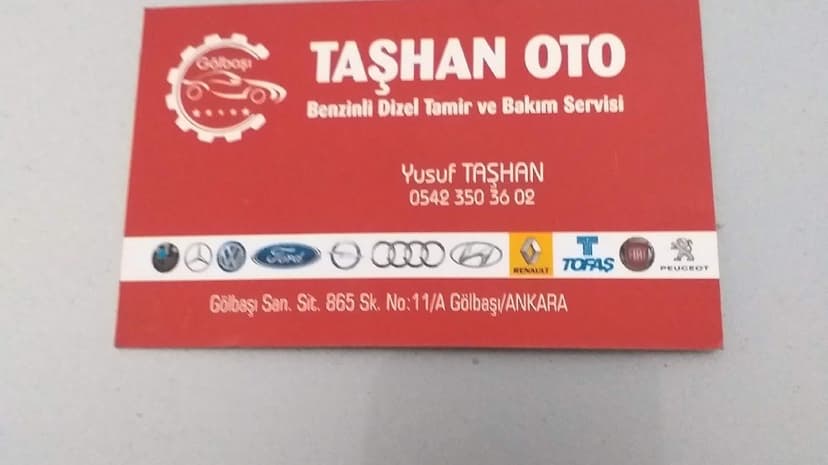 Taşhan Oto — Benzinli Dizel Tamir ve Bakım Servisi tabelası