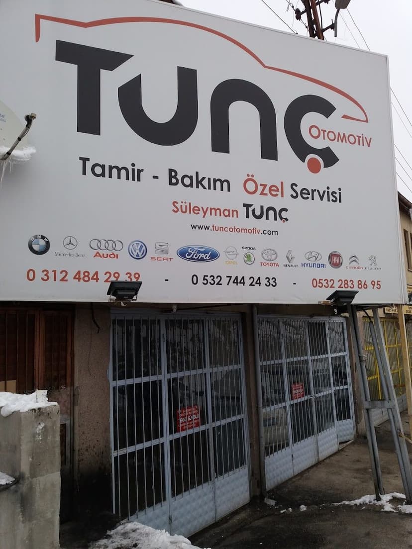 Tunç Otomotiv tabelası — Tamir-Bakım Özel Servisi (Süleyman Tunç)