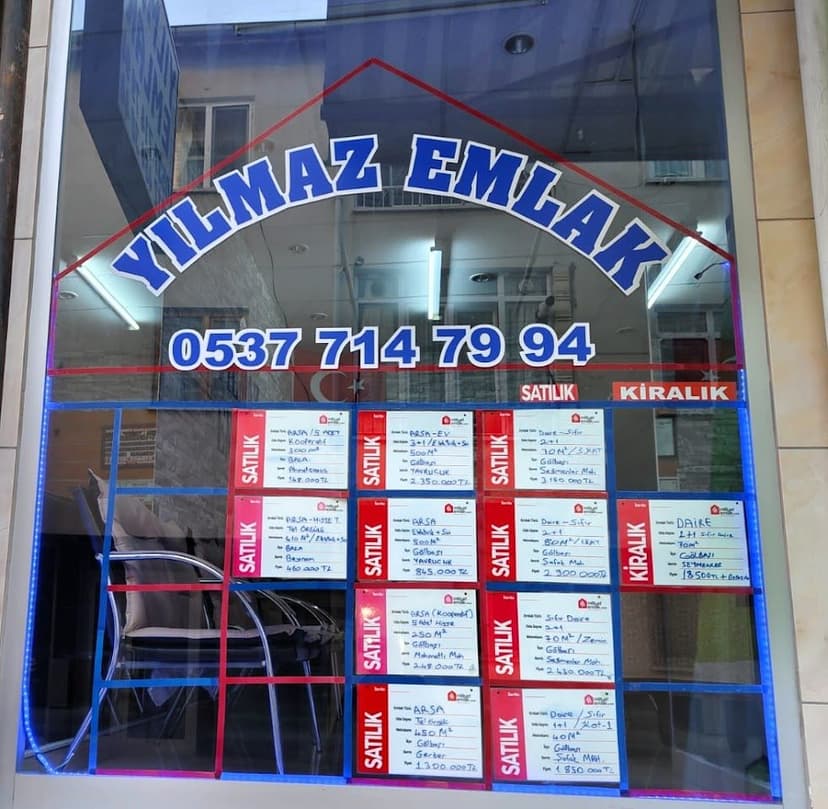 Yılmaz Emlak dükkân vitrini ve güncel ilanlar