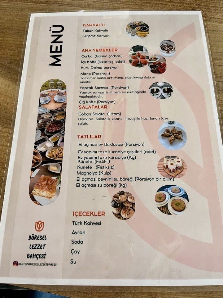 Yöresel Lezzet Bahçesi menüsü