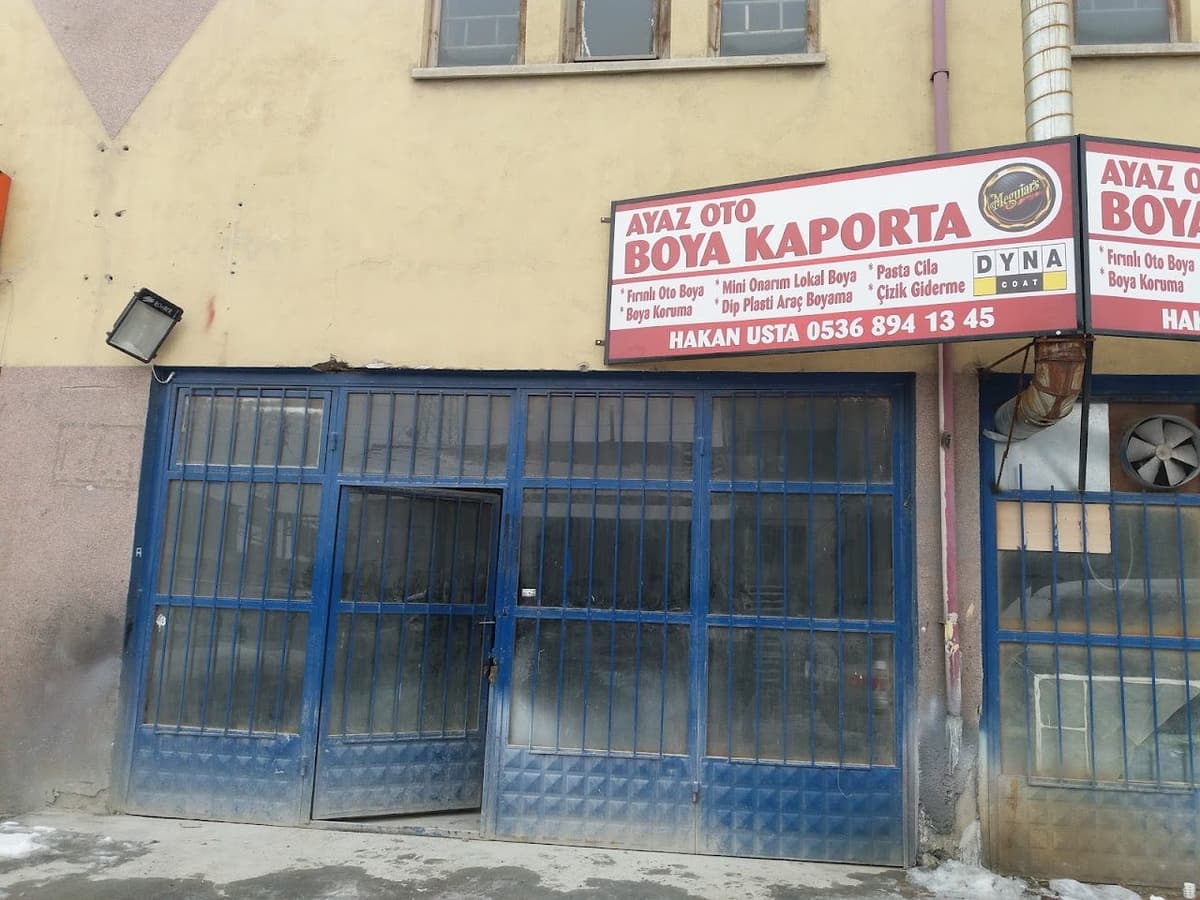 Ayaz Oto Boya Kaporta dükkân görünümü ve tabelası