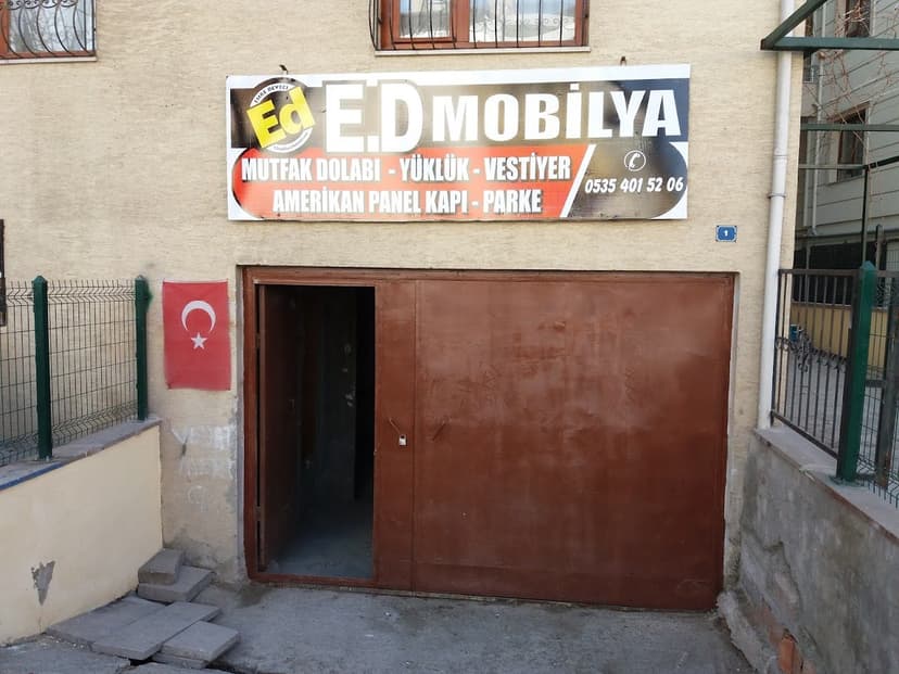 E.D Mobilya dükkân tabelası ve girişi — Şafak, Gölbaşı