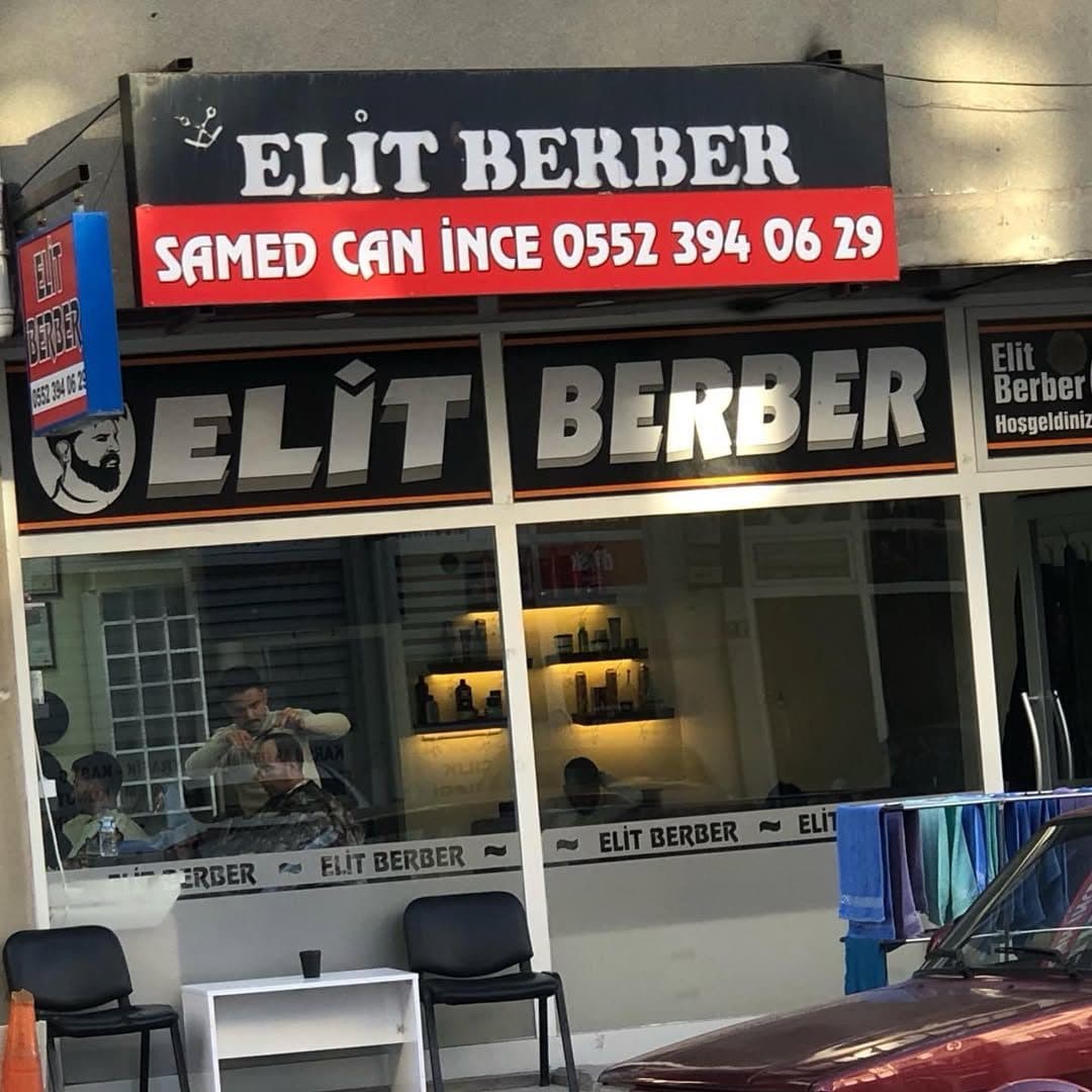 Elit Berber dükkân görünümü (tabela: Samed Can İnce)
