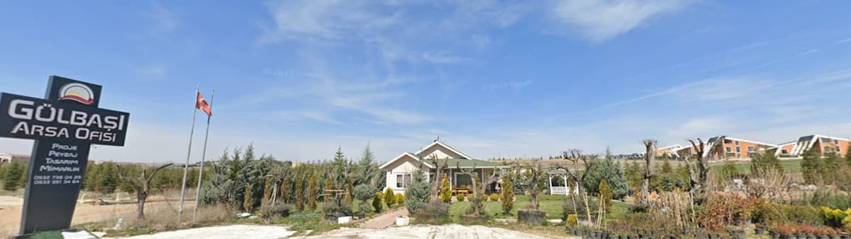 Gölbaşı Arsa Ofisi — tabela ve peyzajlı sergi bahçesi