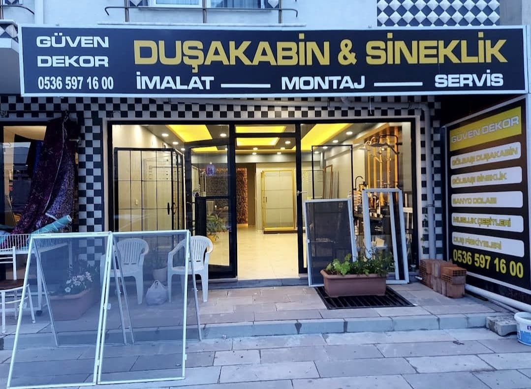 Güven Dekor mağaza cephesi — Duşakabin & Sineklik İmalat
