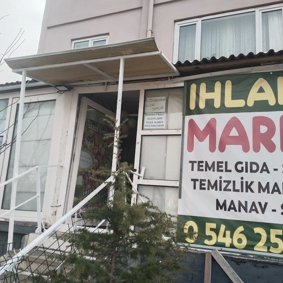 Ihlamur Market tabelası — temel gıda, temizlik, manav