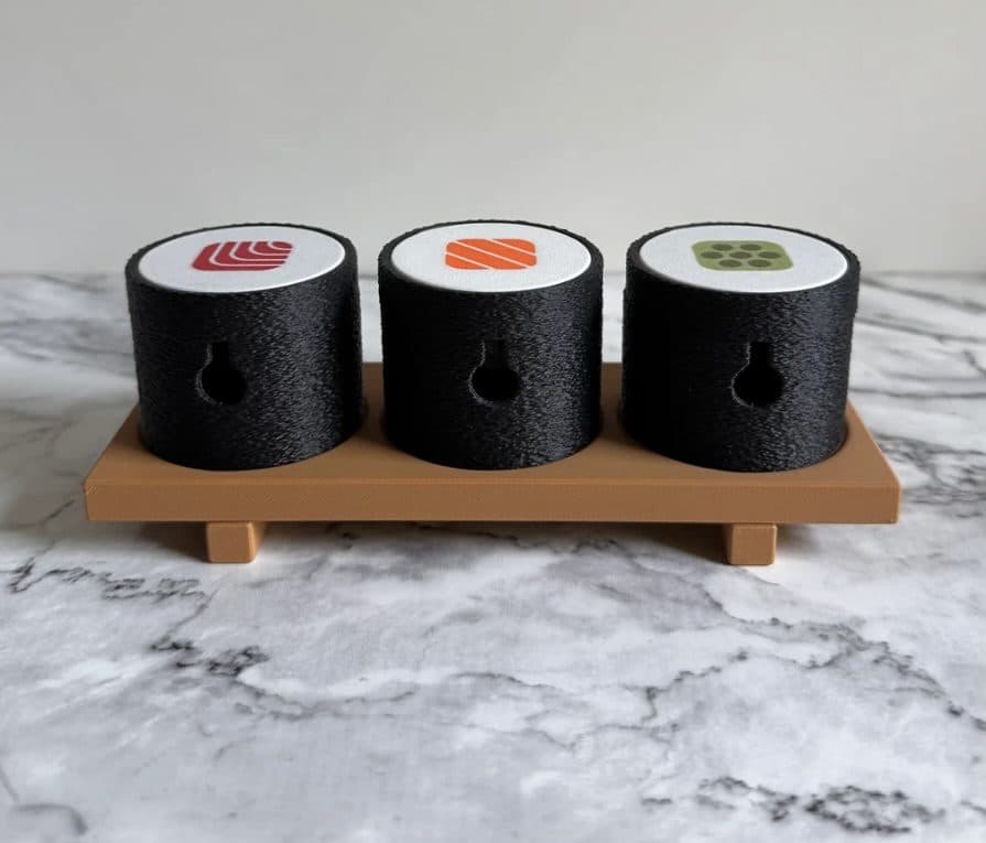 3D baskı sushi temalı baharat/saklama kapları