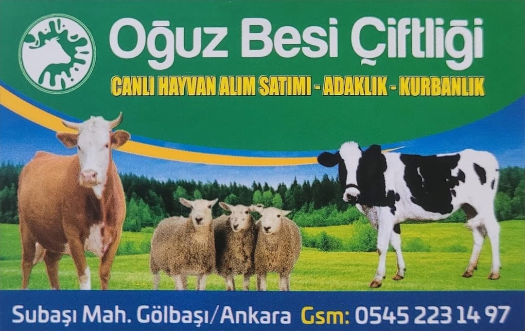 Oğuz Besi Çiftliği tabelası — Canlı hayvan alım-satımı, adaklık ve kurbanlık