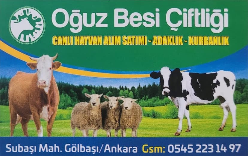 Oğuz Besi Çiftliği tabelası — Canlı hayvan alım-satımı, adaklık ve kurbanlık