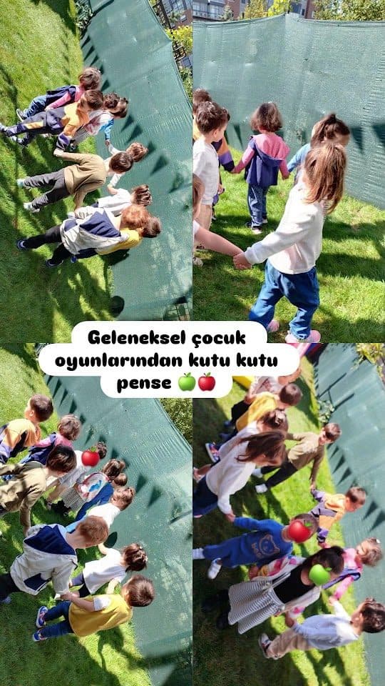 Bahçede geleneksel çocuk oyunları